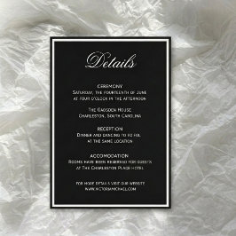 静かなラグジュアリー ブラック ウェディング ディテール エンクロージャーカード