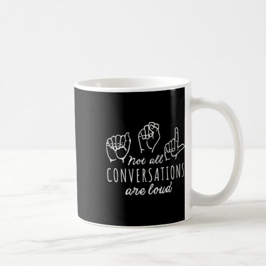 静かな会話もある ASLアメリカ手話 L コーヒーマグカップ (右)