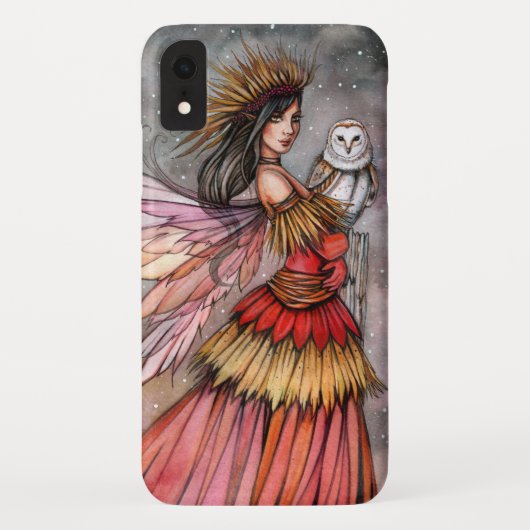 静かな余韻の妖精とフクロウの幻想芸術 Case-Mate iPhoneケース (裏面)
