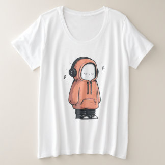 静かな内向型の人 - 快適なパーカーの漫画アート プラスサイズTシャツ
