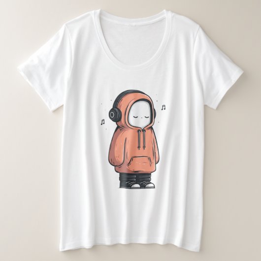 静かな内向型の人 - 快適なパーカーの漫画アート プラスサイズTシャツ (デザイン正面)