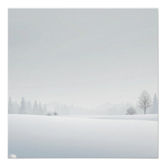 静かな冬の地平線 – ミニマルな雪景色 ポスター (正面)