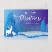 静かな冬の夜トナカイのクリスマス シーズンポストカード (正面)