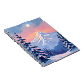 静かな冬の峰の山のパステルピンクの空 ノートブック (右側)