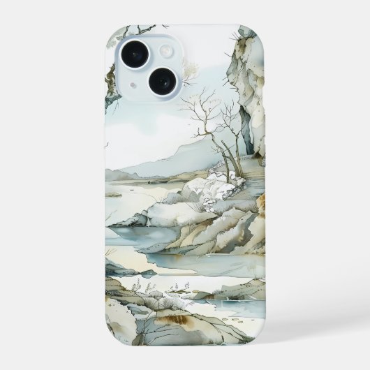 静かな冬の風景フォンケース iPhone 15ケース (裏面)