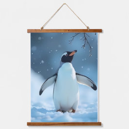 静かな北極ペンギンの雪景色 吊り下げ型タペストリー