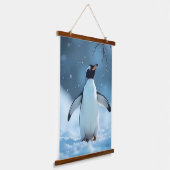 静かな北極ペンギンの雪景色 吊り下げ型タペストリー (傾斜あり)