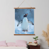 静かな北極ペンギンの雪景色 吊り下げ型タペストリー (寝室)