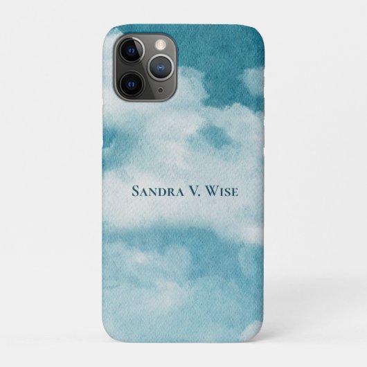 静かな地平線の夢 水彩 青と白 Case-Mate iPhoneケース (裏)