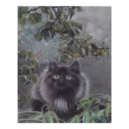 静かな場所 – 子猫とクモの巣のポスター ポスター