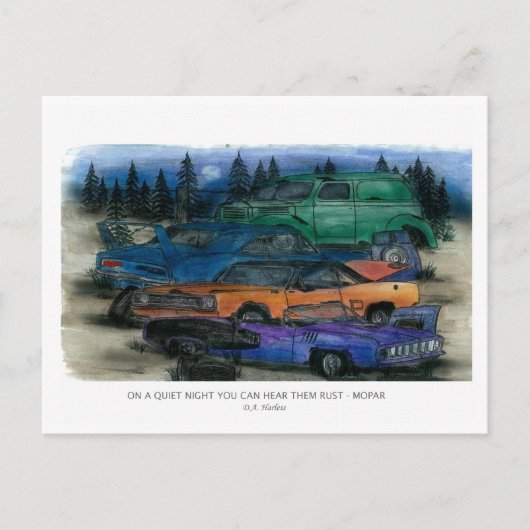 静かな夜に、彼らが錆びるのが聞こえる – MOPAR w- ポストカード (正面)