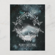 静かな夜のクリスマスホリドの森の雪