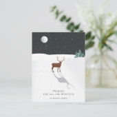 静かな夜のクリスマスワンダー 鹿 星 月 シーズンポストカード (スタンド正面)