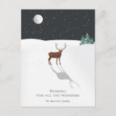静かな夜のクリスマスワンダー 鹿 星 月 シーズンポストカード (正面)