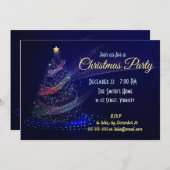 静かな夜のライトツリーのクリスマスパーティー 招待状 (正面/裏面)