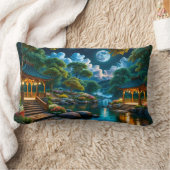 静かな夜の庭 ランバークッション (ブランケット)