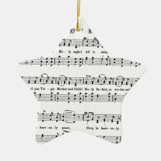 静かな夜神聖な夜楽譜のクリスマスの歌 セラミックオーナメント (正面)