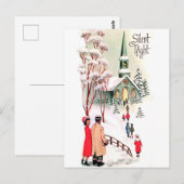 静かな夜、クリスマスの教会、ヴィンテージの休日 ポストカード (正面/裏面)