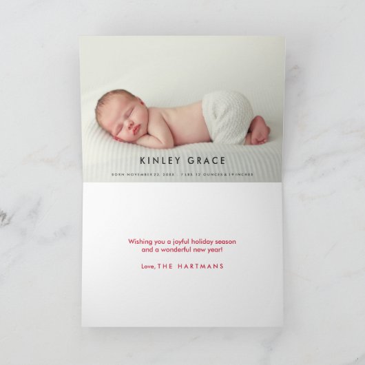 静かな夜|誕生の発表の挨拶状 シーズンカード (内部)