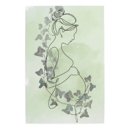 静かな妊娠のシルエット アイビー セージ ウォーター メタルプリント