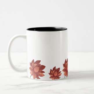 静かな少女とピンクの蓮の花マグカップ ツートーンマグカップ