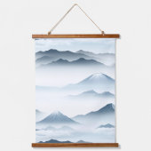 静かな山々 雪 青 白 シーン 吊り下げ型タペストリー (正面)