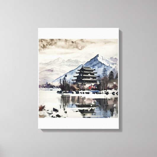 静かな山の塔 (冬) キャンバスプリント (正面)