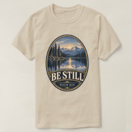静かな山の湖 詩篇 46:10 Tシャツ