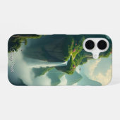 静かな山の滝の風景 iPhone 16ケース (裏面横)