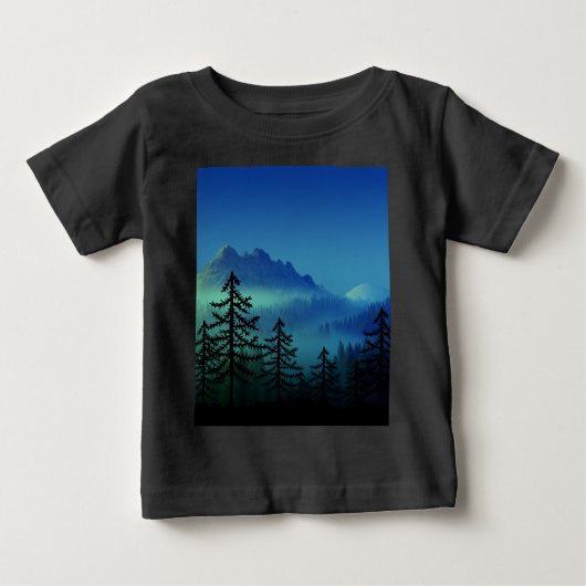 静かな山の真夜中の森 ベビーTシャツ (正面)