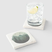 静かな峰：山の風景の上の鳥 ストーンコースター (横)