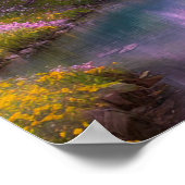 静かな川は桜の木々に崇拝 ポスター (角)