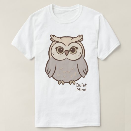静かな心のフクロウ Tシャツ (デザイン正面)