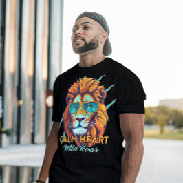 静かな心、荒々しい吠え声 – ライオン エネルギーモチベーションT Tシャツ