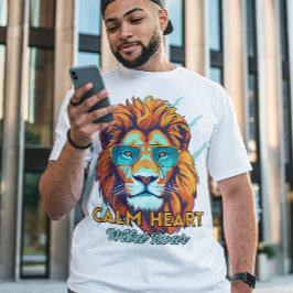 静かな心、荒々しい吠え声 - ライオン エネルギーモチベーションT Tシャツ