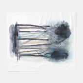 静かな抽象芸術の木 フリースブランケット (正面(横))