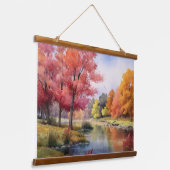 静かな日本の秋の池 吊り下げ型タペストリー (傾斜あり)