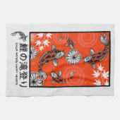 静かな日本の鯉の芸術 キッチンタオル (横)