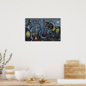 静かな月に照らされた夕べ ポスター (キッチン)