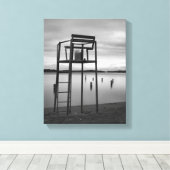 静かな朝のビーチ キャンバスプリント (インサイチュ (ウッドフロア))