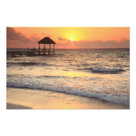 静かな朝の日の出カリブの海 フォトプリント           