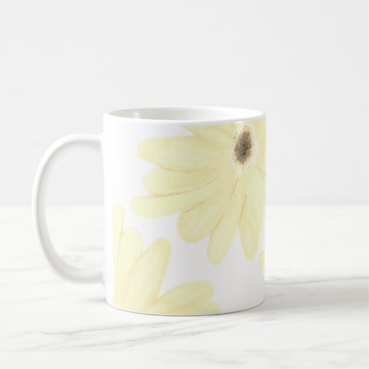 静かな朝の黄色い花 コーヒーマグカップ (左)