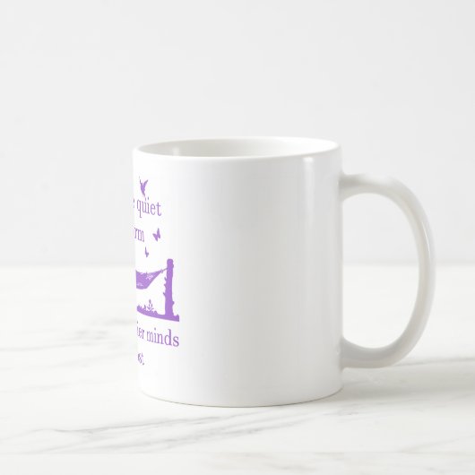 静かな本の虫を用心して下さい(紫色) コーヒーマグカップ (右)