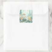 静かな森の夢 – キノコの森ステッカー スクエアシール (バッグ)