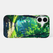 静かな森の小道 iPhone 16ケース (裏面横)
