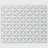 静かな森の猫 冬の雪の松のギフト ラッピングペーパー (フラット)