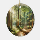 静かな森の道 – 平和な自然アート セラミックオーナメント (左)