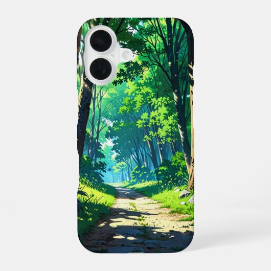 静かな森の道 iPhone 16ケース (裏面)