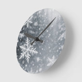 静かな森の雪の結晶アクリルウォールクロック ラウンド壁時計 (傾斜)