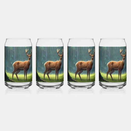 静かな森の静寂：鹿の放牧 ガラス缶 (裏面)